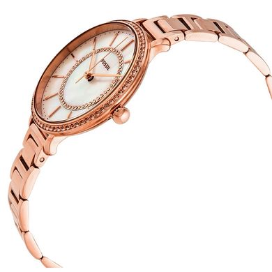 Часы наручные женские FOSSIL ES4452 кварцевые, с фианитами, цвет розового золота, США