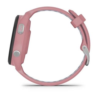 Смарт-годинник Garmin Forerunner 265s з чорним безелем, рожевим корпусом та рожево-сірим силіконовим ремінцем