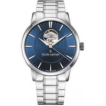 Часы наручные мужские Claude Bernard 85017 3M2 BUIN, автоматика с открытым балансом, стальной браслет