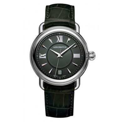 Часы наручные мужские Aerowatch 24924 AA03 кварцевые, с датой, черный кожаный ремешок