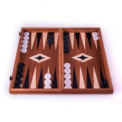 TS1MBLA Manopoulos Backgammon Mahogany with Black & Oak points - Combo