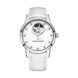 Часы наручные женские Claude Bernard 85018 3 APN, автоматика, открытый баланс, белый ремень под "крокодила" 1
