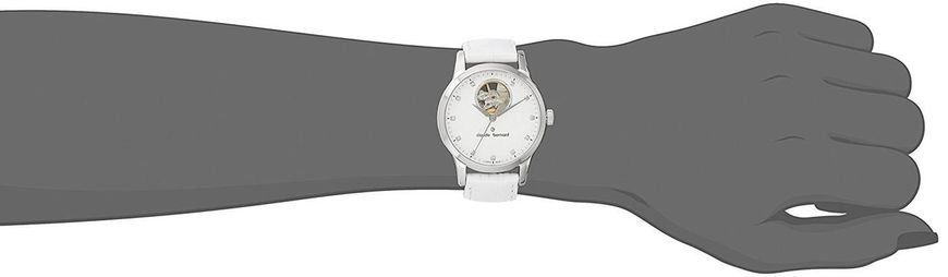 Часы наручные женские Claude Bernard 85018 3 APN, автоматика, открытый баланс, белый ремень под "крокодила"