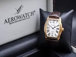 Часы наручные мужские Aerowatch 60959 RO01, механика с автоподзаводом, "бочка", коричневый ремешок из кожи