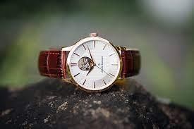 Годинники наручні чоловічі Claude Bernard 85017 37R AIR золотисті, автоматика з відкритим серцем