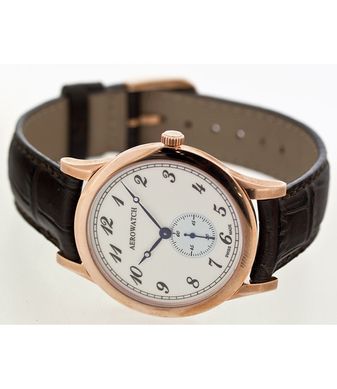 Часы наручные мужские Aerowatch 11949 RO03 кварцевые, малая секундная стрелка, коричневый ремешок из кожи