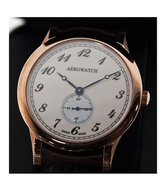Годинники наручні чоловічі Aerowatch 11949 RO03 кварцові, мала секундна стрілка, коричневий ремінець з шкіри