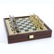 SK3BLU Manopoulos Greek Roman Period chess set with gold-silver chessmen/Blue chessboard on wooden box 27cm 1