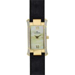 Часы наручные женские Continental 1354-GP256 кварцевые, прямоугольный корпус с цирконами, кожаный ремешок