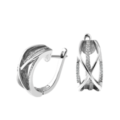 Серебряное кольцо ажурная коса с маленькими фианитами