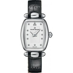 Часы наручные женские Claude Bernard 20211 3 AIN, кварцевые, прямоугольные, черный кожаный ремешок
