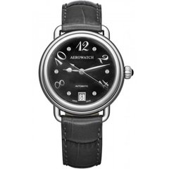 Часы наручные женские Aerowatch 60960 AA05, механика с автоподзаводом, черный кожаный ремешок
