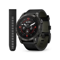 Смарт-часы Garmin Epix Pro (Gen 2) - Sapphire Edition 47 mm - темно-серый титан DLC Carbon с кожаным ремешком