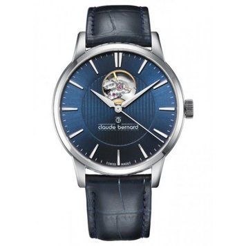 Часы наручные мужские Claude Bernard 85017 3 BUIN, автоматика с открытым балансом, ремешок из кожи теленка