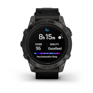 Смарт-годинник Garmin Epix Pro (Gen 2) - Sapphire Edition 47 mm - темно-сірий титан DLC Carbon зі шкіряним ремінцем