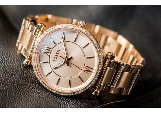 Часы наручные женские FOSSIL ES4301 кварцевые, с фианитами, цвет розового золота, США