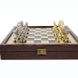 SK3RED Manopoulos Greek Roman Period chess set with gold-silver chessmen/Red chessboard on wooden box 27cm 2