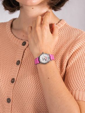 Годинники наручні жіночі Aerowatch 44960 AA05 кварцові з метеликами і діамантом, рожевий шкіряний ремінець