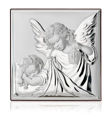 Серебряная икона детская Ангелы