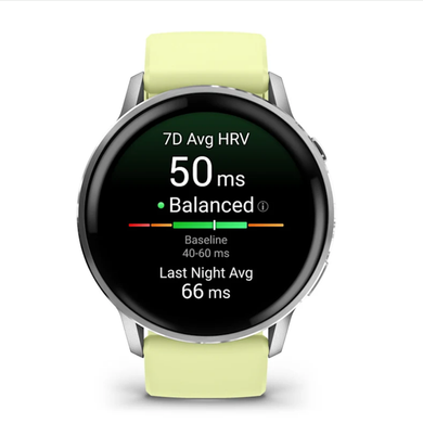 Смарт-годинник Garmin Venu 4 (45 мм) сріблястий із цитриновим силіконовим ремінцем