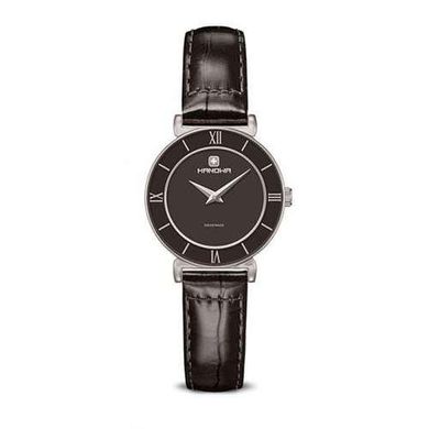 Часы наручные женские Hanowa 16-6053.04.007 кварцевые, черный ремешок из кожи, Швейцария