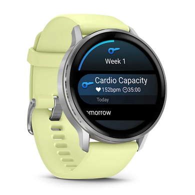 Смарт-годинник Garmin Venu 4 (45 мм) сріблястий із цитриновим силіконовим ремінцем