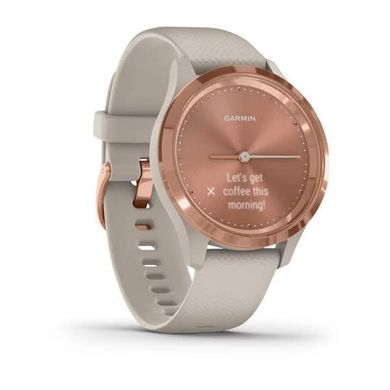 Смарт-годинник Vivomove 3S зі сталевим безелем кольору "рожеве золото", світло-бежевим корпусом та ремінцем