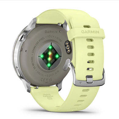 Смарт-годинник Garmin Venu 4 (45 мм) сріблястий із цитриновим силіконовим ремінцем