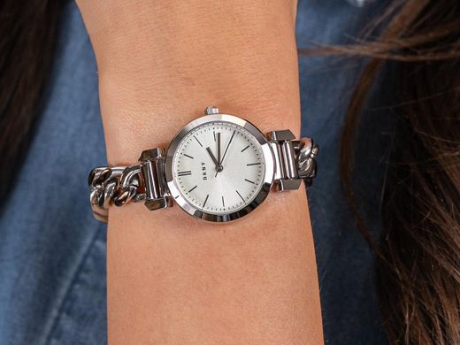 Часы наручные женские DKNY NY2664 кварцевые, браслет-цепочка, серебристые, США