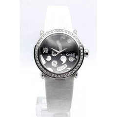 Часы наручные женские Korloff LLBD9SB кварцевые, черный перламутр с бриллиантами, светлый сатиновый ремешок