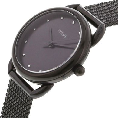 Часы наручные женские FOSSIL ES4489 кварцевые, "миланский" браслет, черные, США