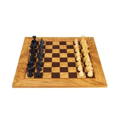 SW4040H Manopoulos Olive Burl chessboard 40cm with modern style chessmen 7.6 cm in luxury wooden gift box