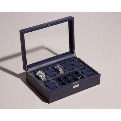Скринька для годин Wolf з шкіри серії Howard синя (Великобританія)