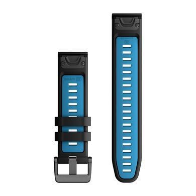 Силіконовий ремінець Garmin QuickFit 22 мм Fenix 7 Pro чорний/блакитний