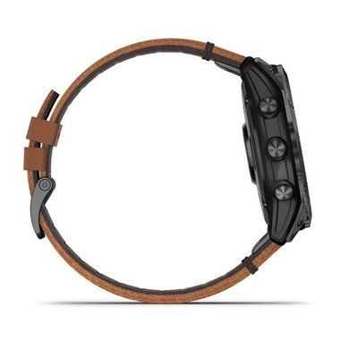 Смарт-часы Garmin Epix Pro (Gen 2) - Sapphire Edition 51 mm - титан DLC Carbon с каштановым кожаным ремешком