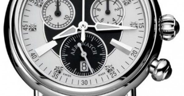 Часы-хронограф наручные женские Aerowatch 82905 AA12 кварцевые, с бриллиантами, кожаный белый ремешок