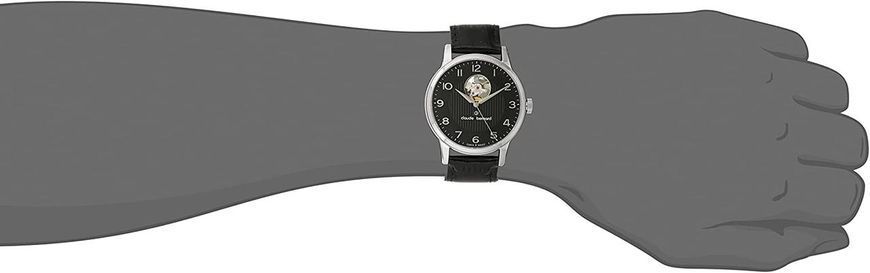 Часы наручные мужские Claude Bernard 85017 3 NBN серебристо-черные, автоматика с открытым сердцем