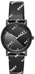 Часы наручные женские DKNY NY2805 кварцевые, узор с логотипом, черные, США