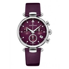 Часы-хронограф наручные женские Claude Bernard 10215 3 VIODN, кварц, бриллианты, пурпурный ремешок