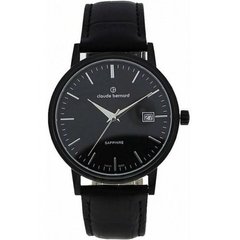 Часы наручные Claude Bernard 53007 37N NIN унисекс, кварцевые, с датой, черный кожаный ремешок