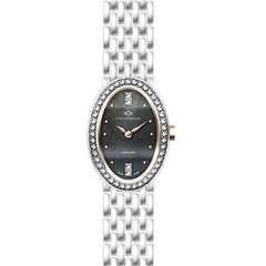 Часы наручные женские Continental 15001-LT101571 кварцевые, овальный корпус с фианитами, стальной браслет