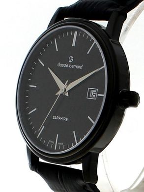 Часы наручные Claude Bernard 53007 37N NIN унисекс, кварцевые, с датой, черный кожаный ремешок