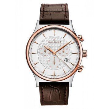 Часы наручные мужские Claude Bernard 10217 357R AIR, кварцевый хронограф, кожаный ремешок