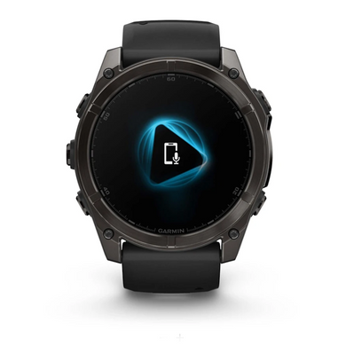 Смарт-годинник Garmin Fenix 8 &ndash; 51 мм, AMOLED Sapphire, титан з DLC-покриттям Carbon Gray і силіконовим ремінцем чорного/сірого кольору