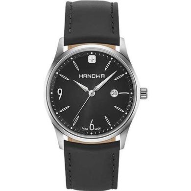 Часы наручные мужские Hanowa 16-4066.7.04.007 кварцевые, черный ремешок из кожи, Швейцария