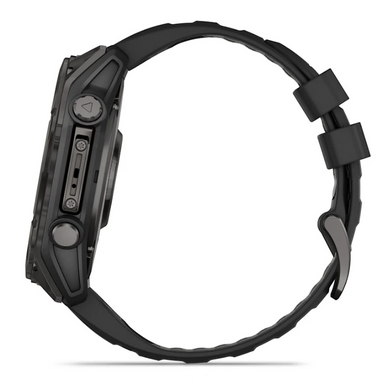 Смарт-годинник Garmin Fenix 8 &ndash; 51 мм, AMOLED Sapphire, титан з DLC-покриттям Carbon Gray і силіконовим ремінцем чорного/сірого кольору