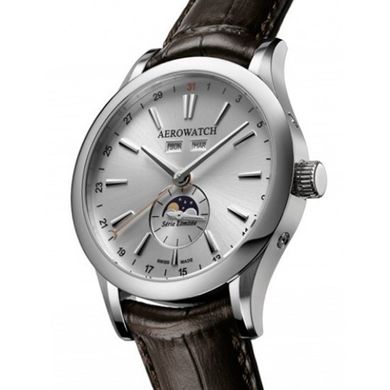 Годинник-хронографія наручні чоловічі Aerowatch 93955 AA01 механічні, коричневий шкіряний ремінець