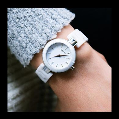 Часы наручные женские DKNY NY2354 кварцевые, керамический браслет, белые, США