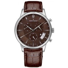 Часы наручные мужские Claude Bernard 01002 3 BRIN, кварцевый хронограф с датой и тахиметром, кожаный ремень