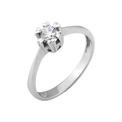 Серебряное кольцо с одним камнем Бутон с сердечками